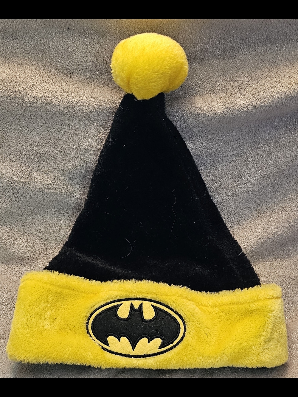 Batman Adult Plush Pom Pom Hat - Black and Yellow